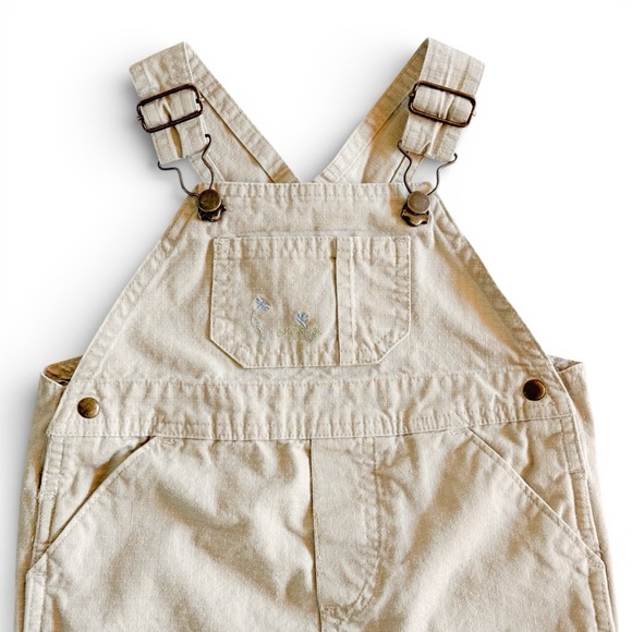 Vintage 90s Y2K Classic Winnie the Pooh Beige Khaki Embroidered Overalls 24 mos - Picture 7 of 12